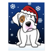 Postal blanca del navidad del boxeador de Kawaii