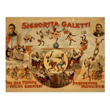 Postal con el poster viejo del circo