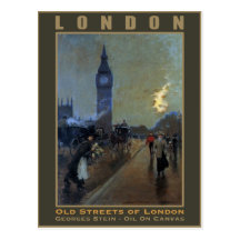 Postal con la vieja pintura de las calles de Londr