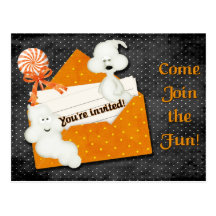 Postal de la invitación del fantasma de Halloween