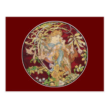 Postal de Nouveau del arte: Mucha - mujer con la m