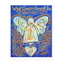 Postal del ángel del cáncer del azul y del oro