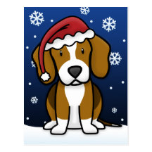 Postal del navidad del beagle de Kawaii