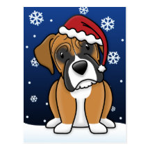 Postal del navidad del boxeador de Kawaii