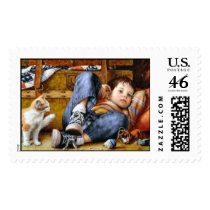 postal kid and cat stamps