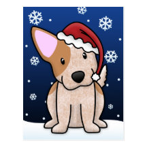 Postal roja del navidad de Kawaii Heeler