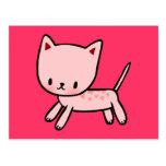 Postal rosada del arte del Doodle del gatito