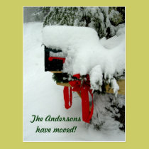 Postal Route New Address Winter Announcement postcards