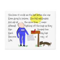Postal Worker Missing The Dogs-Story Art postcards by gabelstories Postal Worker Missing The Dogs-Story Art postcards
