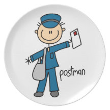 Postal Worker Stick Figure Plates