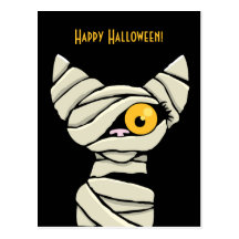 Postales del gato de la momia del feliz Halloween
