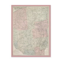 Postcard 1912 Map of The Adirondacks