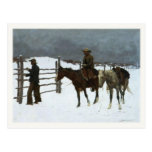 Postcard Art With Cowboys In The Snow