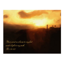 Postcard Bible Scripture Lighthouse Ocean & Sunset postcards