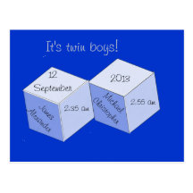 Postcard - Birth Announcement - Twin Boys