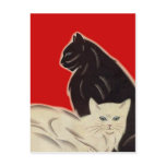Postcard Black & white Cats on Red Art Deco Style