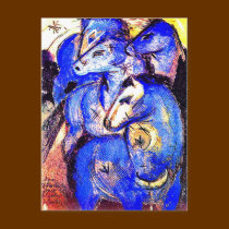Postcard: Blue Horses by VintagePets Postcard: Blue Horses