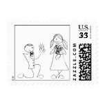 Postcard Bride and Groom Drawn Wedding Postage Sta