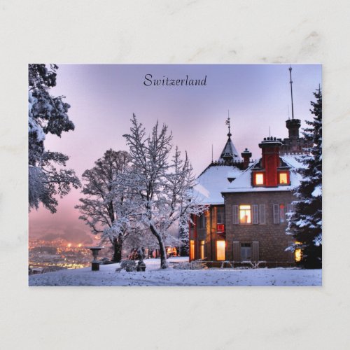 Postcard Castle City Lights In Lucerne Switzerland postcard