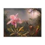 Postcard: Cattleya Orchid & Three Hummingbirds
