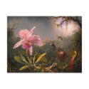 Postcard: Cattleya Orchid & Three Hummingbirds