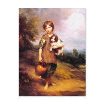 Postcard: Cottage Girl with Dog and Pitcher by VintagePets Postcard: Cottage Girl with Dog and Pitcher