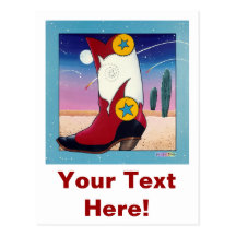 Postcard - Cowboy Boot, All Dressed Up