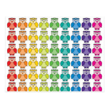 Postcard - Cute Rainbow Owl Pattern
