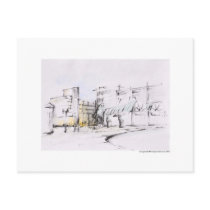 Postcard design pencil Hanover landscape