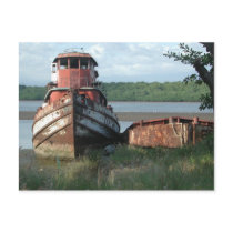 Postcard: Discarded Tugboat by Aquavel Postcard: Discarded Tugboat
