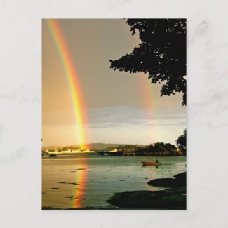 Postcard Double Rainbow Over Water