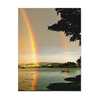 Postcard Double Rainbow Over Water