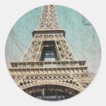Postcard From Paris EIffel Tower Round Stickers