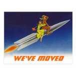 Postcard Fun Retro We've Moved New Address Rocket