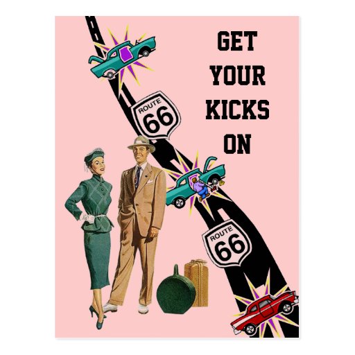 Postcard GET YOUR KICKS ON ROUTE 66 Retro Style | Zazzle