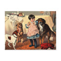 Postcard: Girl and Dogs by VintagePets Postcard: Girl and Dogs
