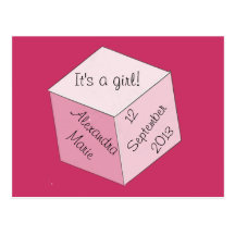 Postcard - Girl Birth Announcement