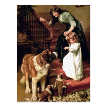 Postcard:  Good Night - with St. Bernard