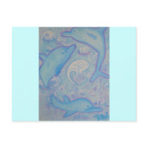 Postcard -Happy Dolphins by rlwinkelmann Postcard -Happy Dolphins