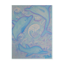 Postcard - Happy Dolphins by rlwinkelmann Postcard - Happy Dolphins