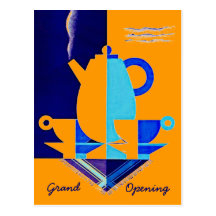 POSTCARD INVITATION GRAND OPENING TEA COFFEE PROMO