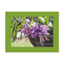 Postcard - "Lisa" fuchsia basket with blossoms