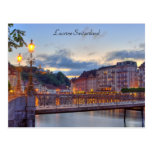 Postcard Luzern Switzerland Reuss River Old Town
