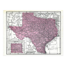 Postcard:  Map of Texas, 1921