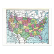 Postcard:  Map of United States, 1921