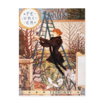 Postcard: Month of February - Février by VintageCabaret Postcard: Month of February - Février