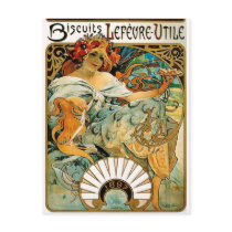 Postcard: Mucha - Biscuits Lefevre Utile