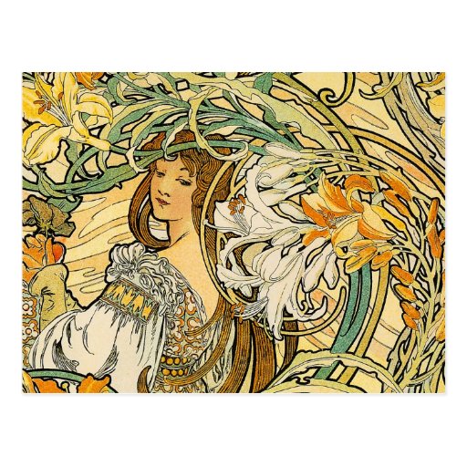 Postcard: Mucha - Language of Flowers