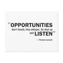 Postcard - 'Opportunities don't knock, they whispe by MyThoughtPartners Postcard - 'Opportunities don't knock, they whispe