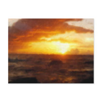Postcard ~ Painting of Gorgeous Sunset over Ocean postcards